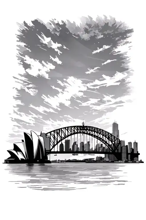 sydney city sky line with harbour bridge and opera house infront of the skyline - Variation 1