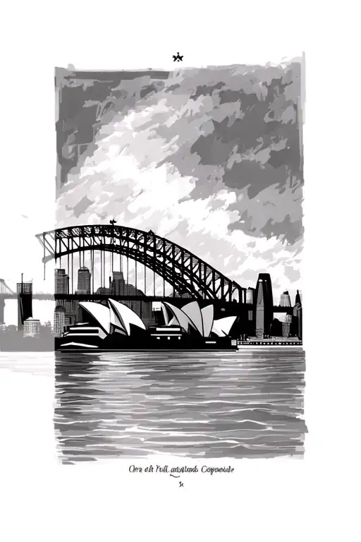 sydney city sky line with harbour bridge and opera house infront of the skyline - Variation 2