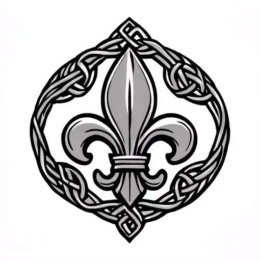 Fleur de Lis with celtic knot background black - Variation 5