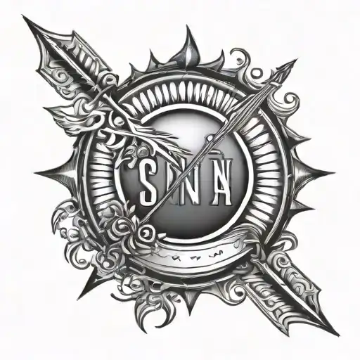 sun and arrow with the name karna sun symbol - Variation 2