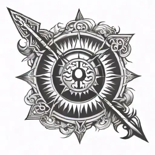 sun and arrow with the name karna sun symbol - Variation 3