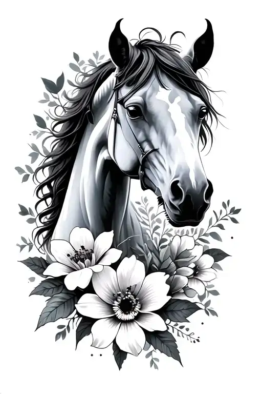 war horse and flowers - Variation 2