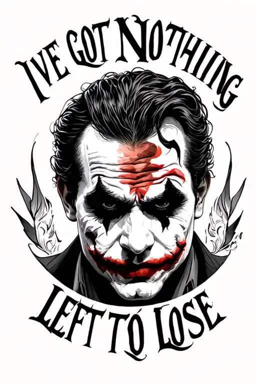 "I've got nothing left to lose" joker Joaquin Phoenix half face tattoo - Variation 1