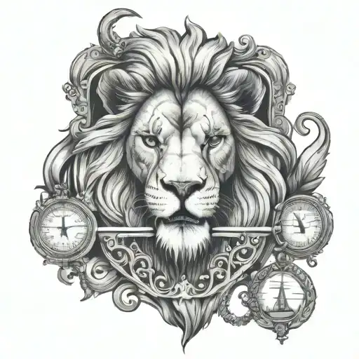 lion head biting scales of justice - Variation 3
