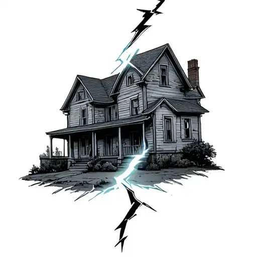 lightning that cracks a house in half  - Variation 2