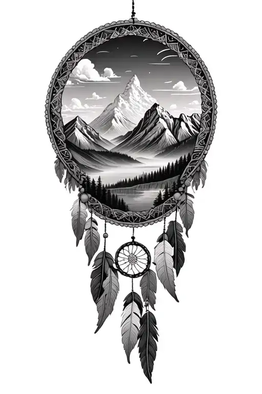 mountain landscape and dream catcher - Variation 2