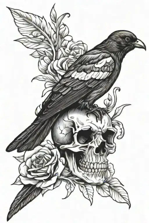 magpie with skull - Variation 2