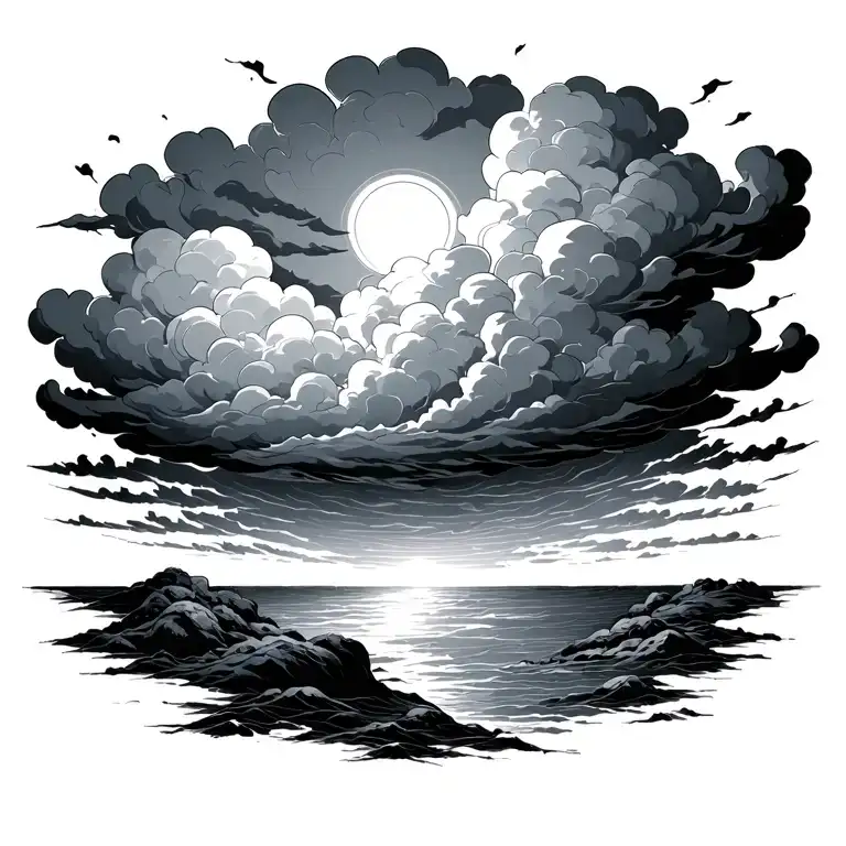 the beginning of angry storm clouds with sunshine fading off - Variation 6