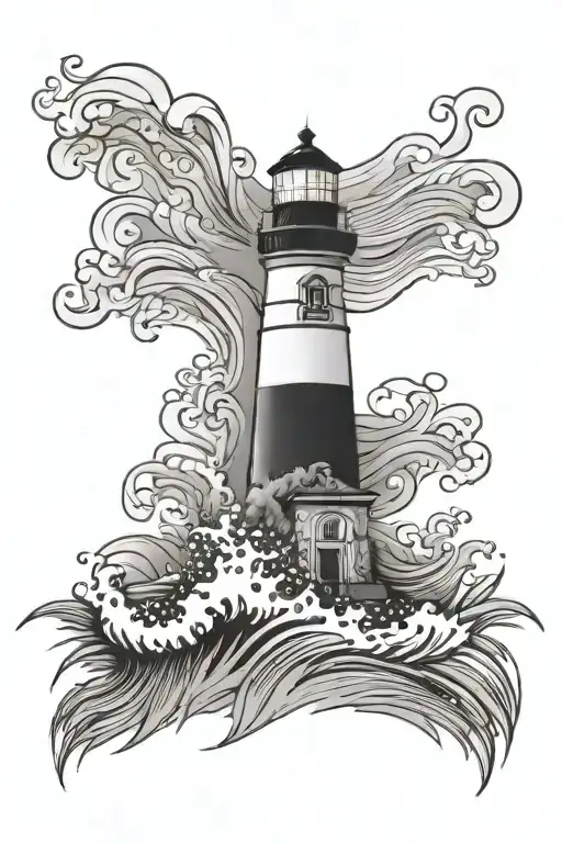 lighthouse with waves crashing - Variation 2
