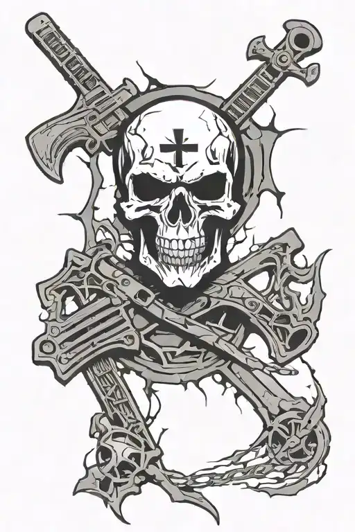 the Polish Fighting symbol with the Punisher skull and a cracked wall background in black and white with any additions