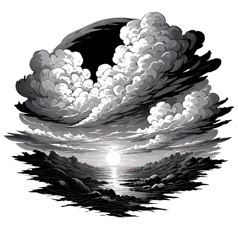 the beginning of angry storm clouds with sunshine fading off - Variation 3