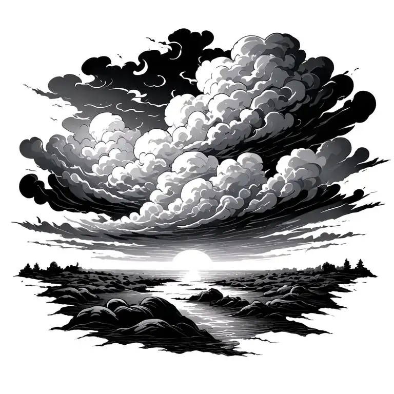 the beginning of angry storm clouds with sunshine fading off - Variation 4