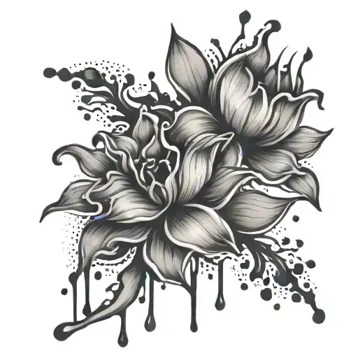 flowers with liquid dripping from the bottom - Variation 7