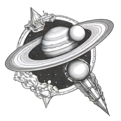 saturn with a galaxy - Variation 2