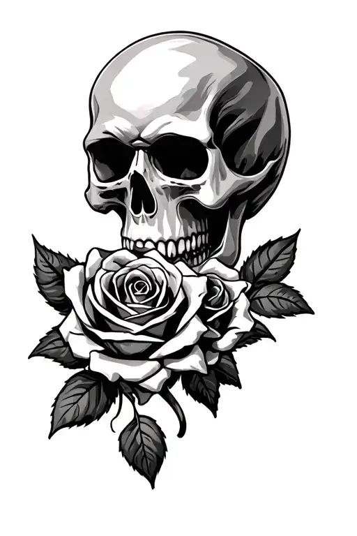evil skull, roses - Variation 2