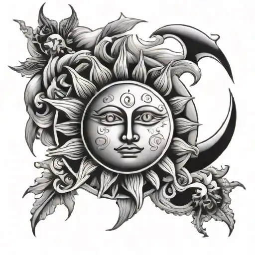 sun and moon merging together