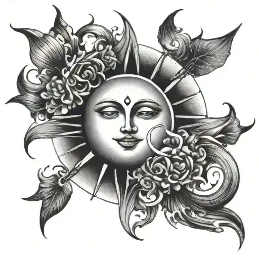 sun and moon merging together - Variation 3