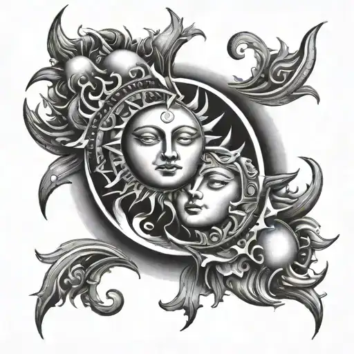 sun and moon merging together - Variation 4