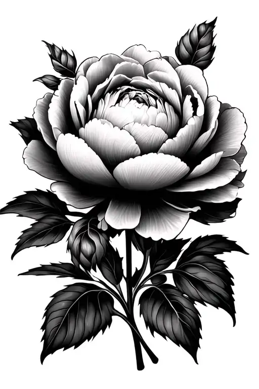 peonie flowers and leaves - Variation 2