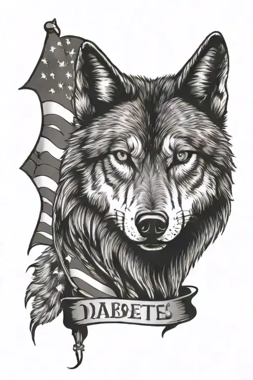 wolf American flag and type 1 diabetes - Variation 2