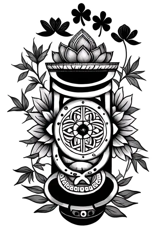 Kalash, Shri Yantra, Dharma Wheel, Lotus, Bamboo, Semicolon, Four-leaf Clover, Horseshoe, and Ladybug - Variation 2