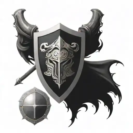 I want a half sleeve tattoo that depictics an armor or shield and wraps around my arm - Variation 3