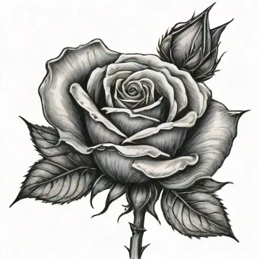 long stem rose bud two blue buds - Variation 3