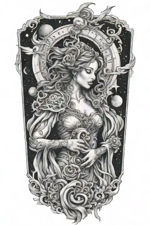 heaven opening her coat to reveal hidden galaxies