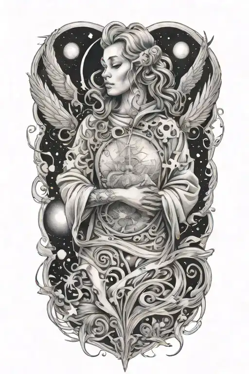 heaven opening her coat to reveal hidden galaxies - Variation 2