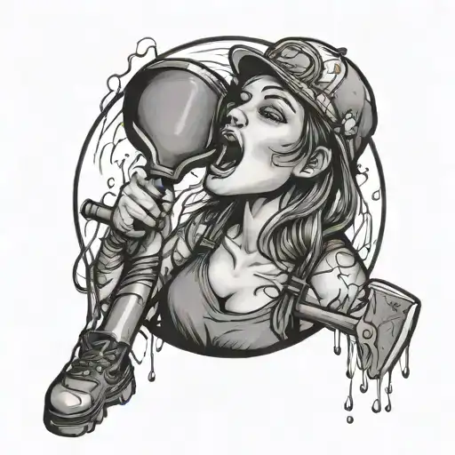 Girl licking a dirty shovel