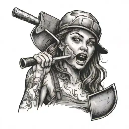 Girl licking a dirty shovel - Variation 2