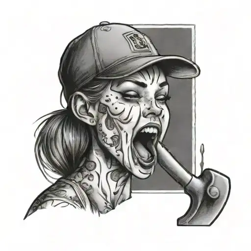 Girl licking a dirty shovel - Variation 4