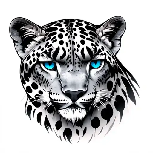 blue eyed snow leopard head