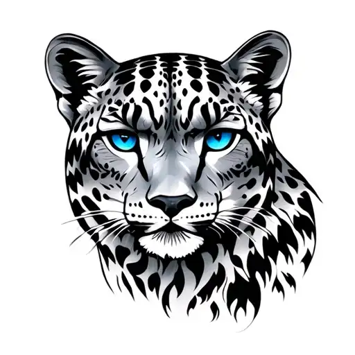 blue eyed snow leopard head - Variation 2