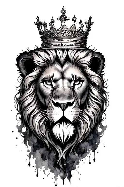 CROWNED LION HEAD WITH WATERCOLOR - Variation 1