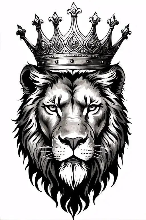 CROWNED LION HEAD WITH WATERCOLOR - Variation 2