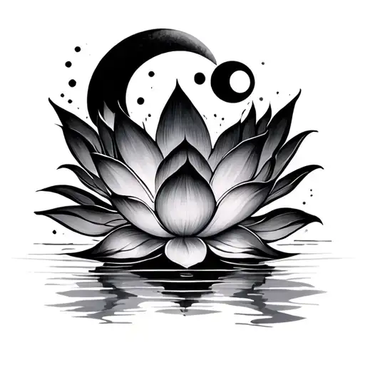 lotus flower with moon phases