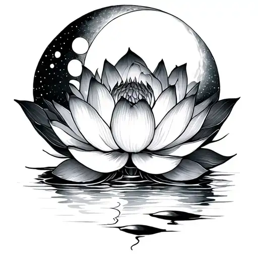 lotus flower with moon phases - Variation 2