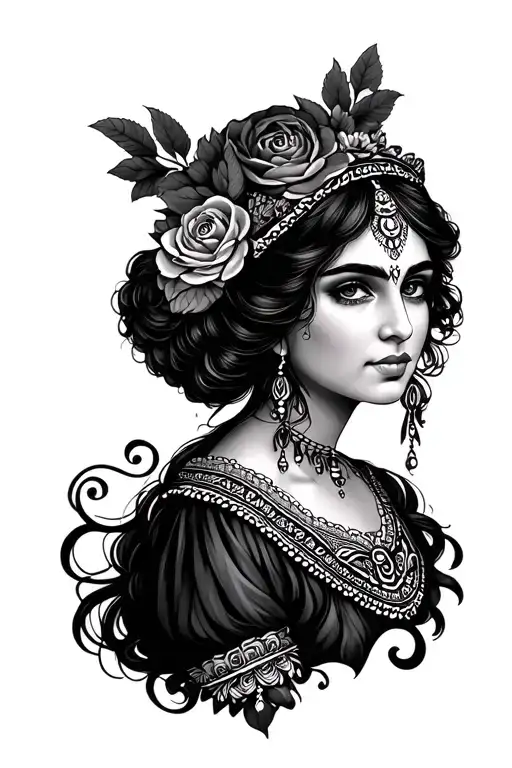 girl Gypsy fortune teller woman face - Variation 2