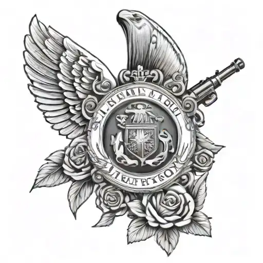 A tattoo for my dad that passed away he was in the marine corps and was a heavy machine operator 