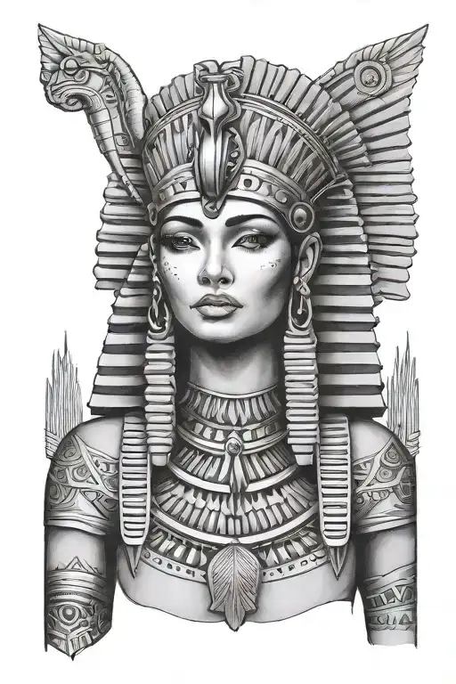 Egytian Cleopatra egyptian goddess with pharao headdress as a portrait - Variation 1