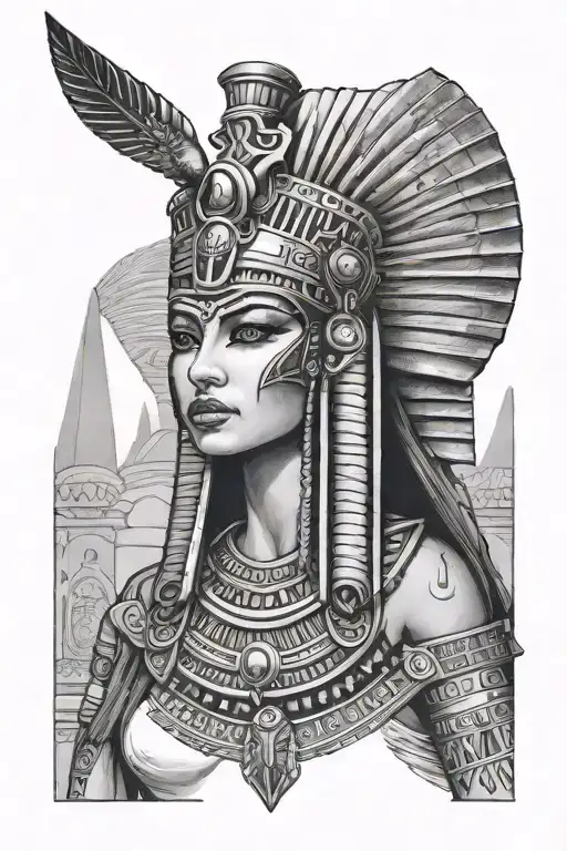Egytian Cleopatra egyptian goddess with pharao headdress as a portrait - Variation 2