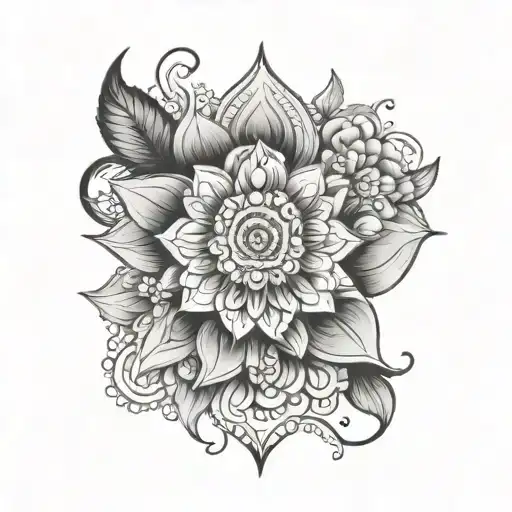 half floral half mandala - Variation 2