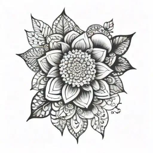 half floral half mandala - Variation 3