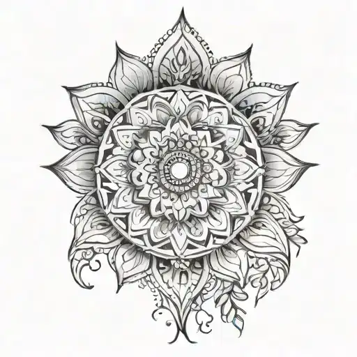 half floral half mandala - Variation 4