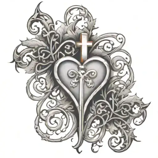 two chrome heart crosses with vines wrapped around them