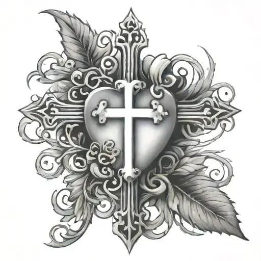 two chrome heart crosses with vines wrapped around them - Variation 2