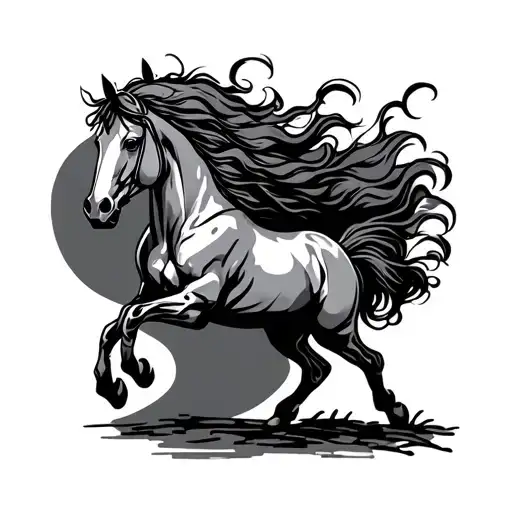 A graceful horse with a graceful stance, a horse with star-shaped hind legs - Variation 1