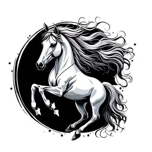 A graceful horse with a graceful stance, a horse with star-shaped hind legs - Variation 2