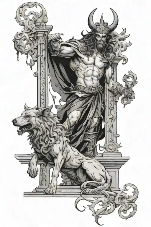 Hades with Cerberus guarding the gates - Variation 2
